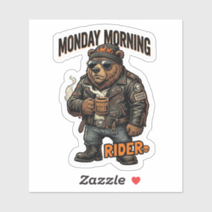 Autocollant Monday Morning Rider — Biker Bear Coff