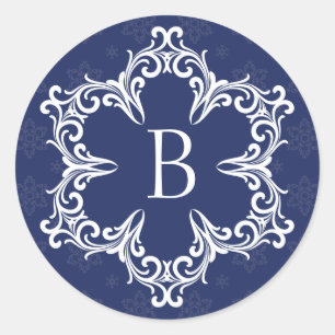 Autocollant Monogramme B d'hiver dans la marine