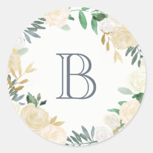 Autocollant monogramme botanique