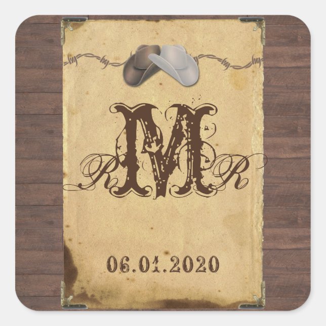 Autocollant Monogramme Casquette rustique (Devant)