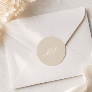 Autocollant Monogramme de Mariage Champagne Taupe
