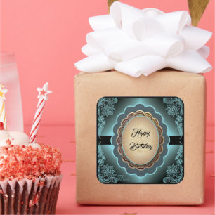 Autocollant Monogramme en dentelle Turquoise antiq