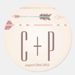 Autocollant Monogramme Mariage vintage Tribal Arro