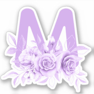 Autocollant monogramme violet Floral