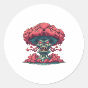 Autocollant Monstre Nuage Champignon Rouge