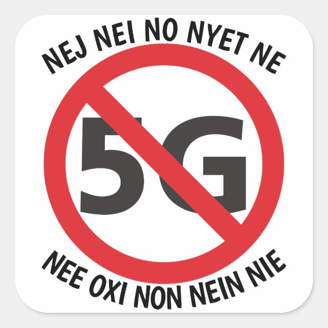 Autocollant multilingue Non à 5G (Devant)
