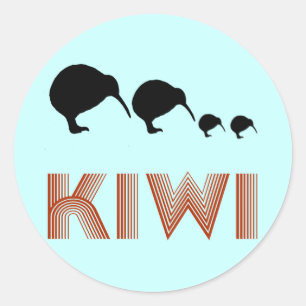 Autocollant néo-zélandais rétro de la famille Kiwi
