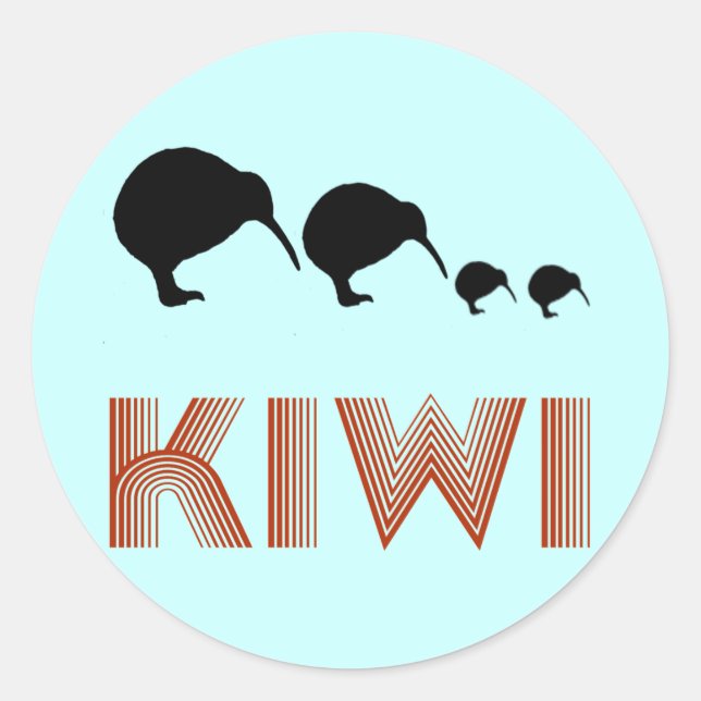 Autocollant néo-zélandais rétro de la famille Kiwi (Devant)