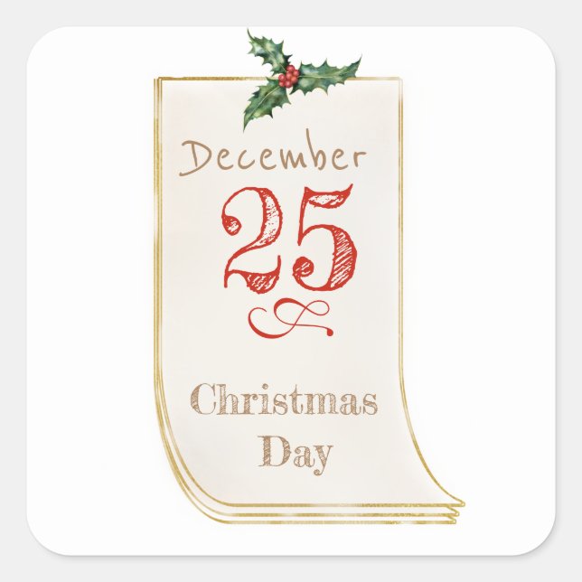 Autocollant Noël vintage du 25 décembre (Devant)