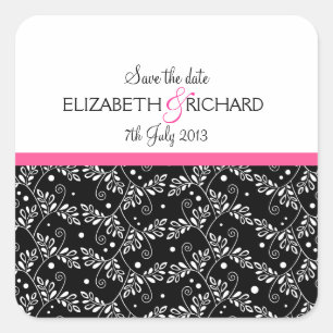 Autocollant noir blanc rétro 'Save the Date'