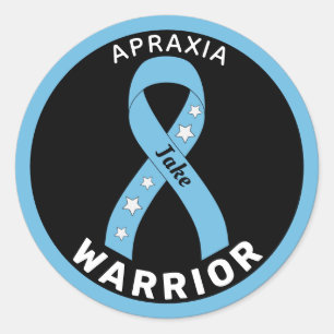 Autocollant noir rond Apraxia Warrier Ribbon