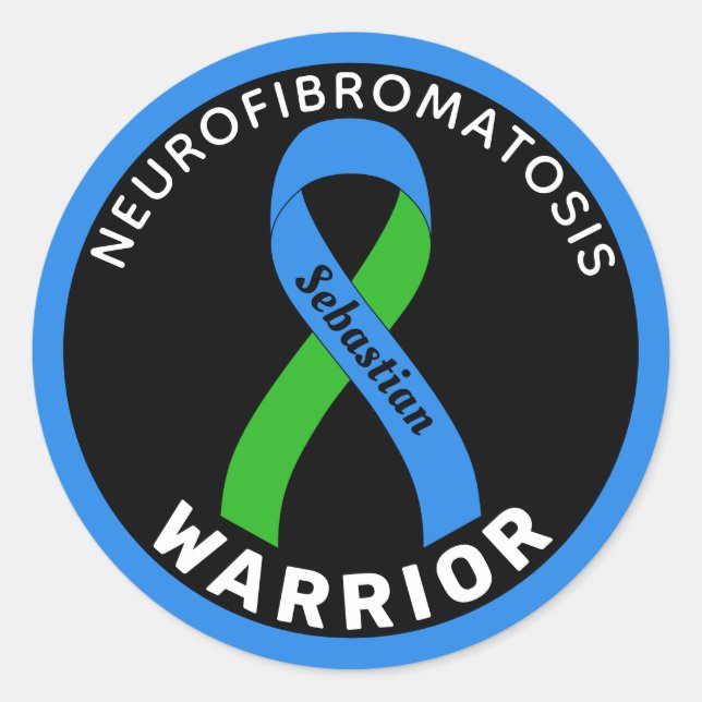 Autocollant noir rond Neurofibromatos Warrior (Devant)