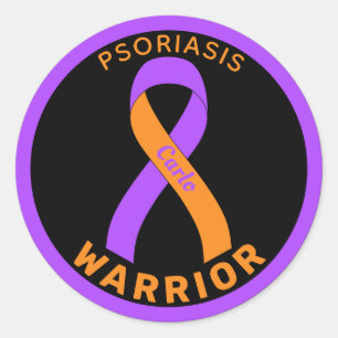 Autocollant noir rond Psoriasis Warrior