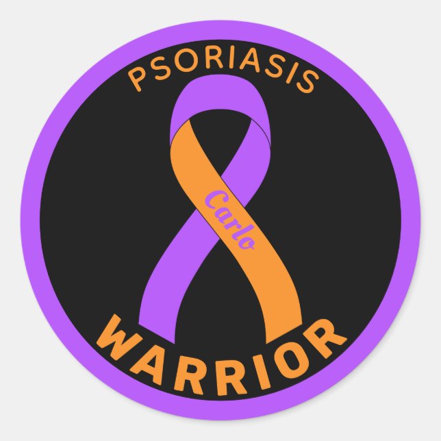 Autocollant noir rond Psoriasis Warrior (Devant)