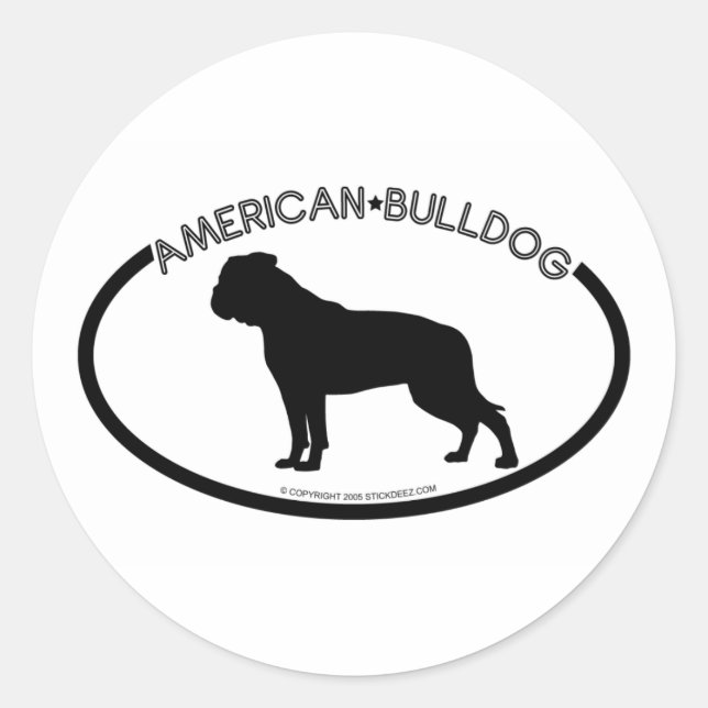 Autocollant noir Silhouette pour Bulldog américain (Devant)
