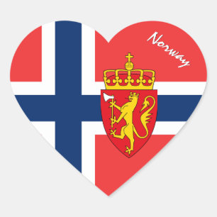 Autocollant Norvège, Cœur, Drapeau norvégien patri