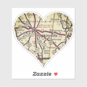 Autocollant Old Hopkinsville KY Map