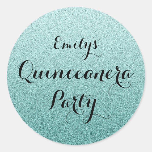 Autocollant Ombre Quinceanera turquoise Faux Parti (Devant)