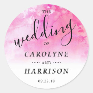 Autocollant Ombre Watercolor Wedding Favor - Rose