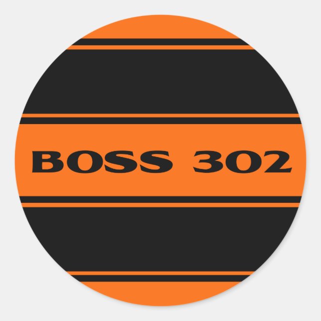 Autocollant Orange Black Race Stripes Boss 302 (Devant)