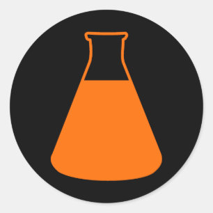 Autocollant orange de flacon erlenmeyer