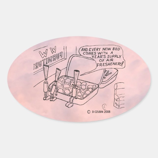 Autocollant Oval au lit à la menthe (Devant)