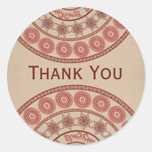 Autocollant Oval du Mariage indien Henna Mehndi (Devant)