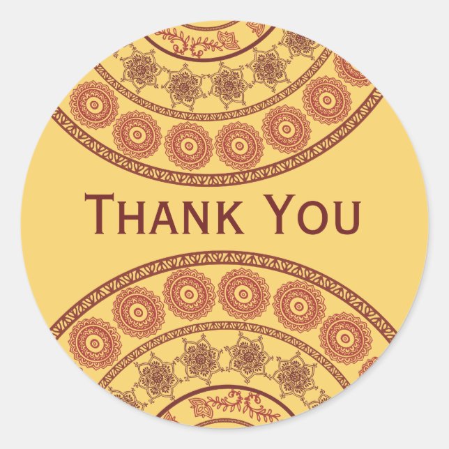 Autocollant Oval du Mariage indien Henna Mehndi (Devant)