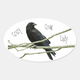 Autocollant Oval Lady Crazy Crow