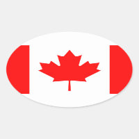 Autocollant ovale du drapeau canadien | drapeau du