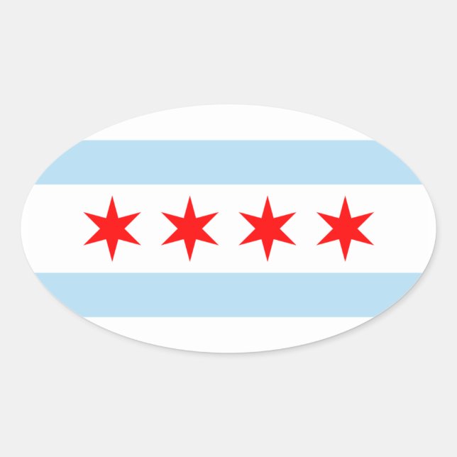 Autocollant ovale du drapeau de Chicago (Devant)