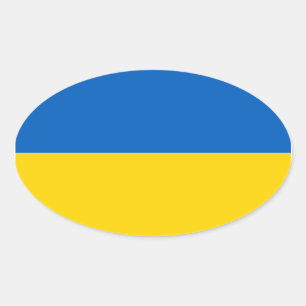 Autocollant ovale du drapeau de l'Ukraine