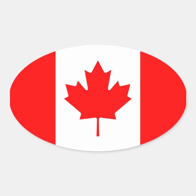 Autocollant ovale du drapeau du Canada (Devant)