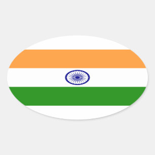 Autocollant ovale du drapeau indien