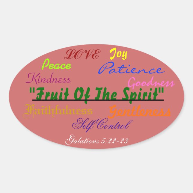 Autocollant ovale gras Fruit du verset de l'esprit (Devant)