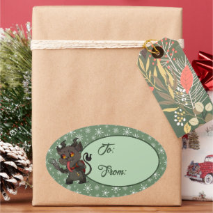 Autocollant ovale Krampus personnalisé