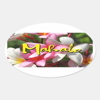 Autocollant ovale Mahalo plumeria