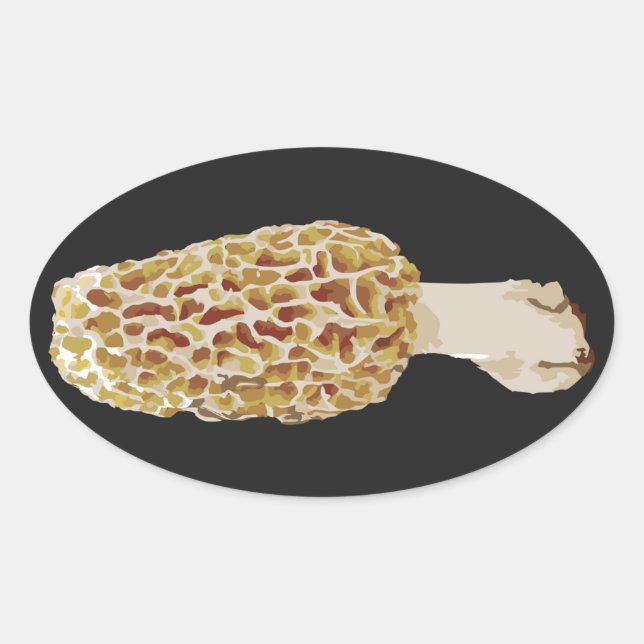 Autocollant ovale Morel jaune Morel esculenta (Devant)