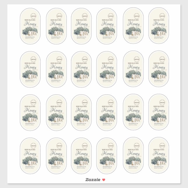 Autocollant ovale personnalisé Cylindre de miel 12 (Feuille)