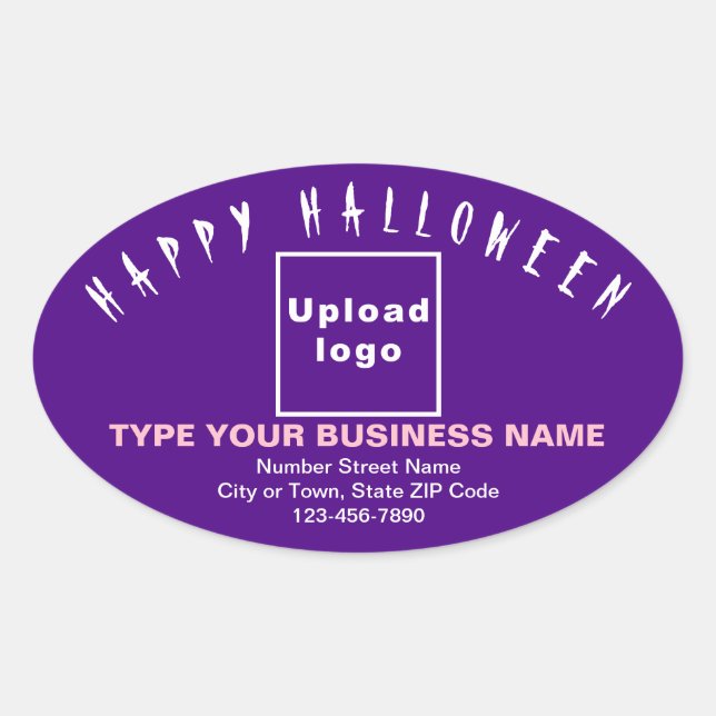 Autocollant ovale violet d'Halloween d'affaires (Devant)