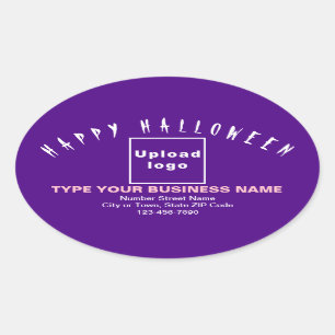 Autocollant ovale violet d'Halloween d'affaires