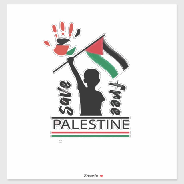 Autocollant Palestine, Drapeau palestinien, Gaza (Feuille)