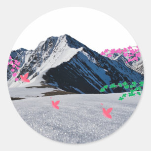 Autocollant Papillons et Paysage de Montagne