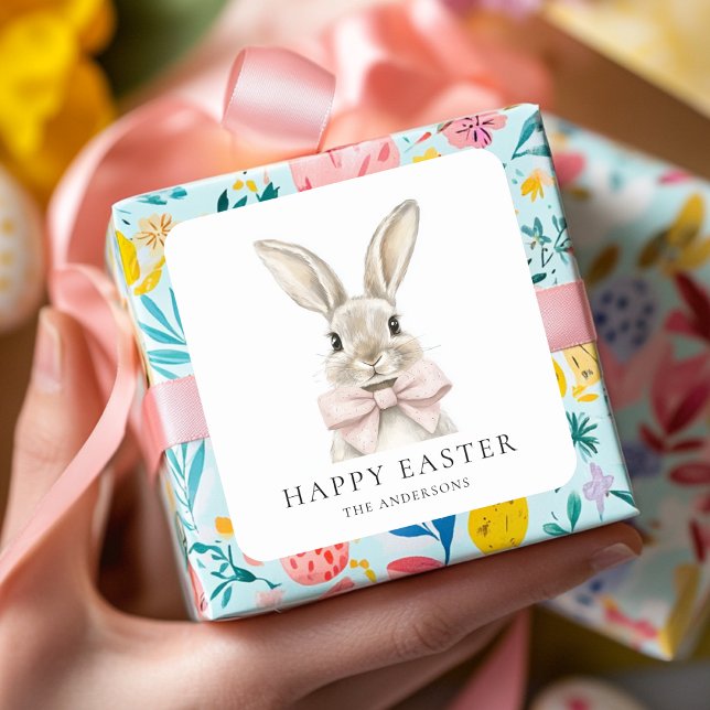 Autocollant Pastel Pink Bunny Pâques (Créateur téléchargé)