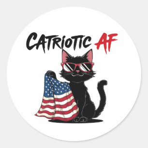 Autocollant patriotique AF - Chat noir Cool