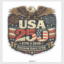 Autocollant patriotique USA 250 Bald Eagle 1776-20