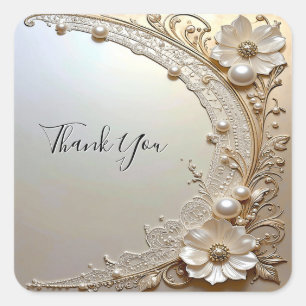 Autocollant Perles Fleurs Blanches Modernes