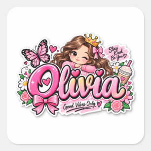 Autocollant personnalisé au nom d'Olivia Mignon