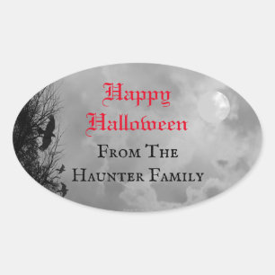 Autocollant personnalisé Bonne Halloween Pleine Lu