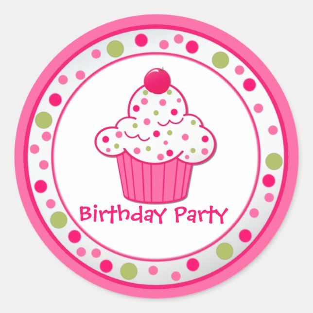 Autocollant personnalisé Cupcake Anniversaire (Devant)